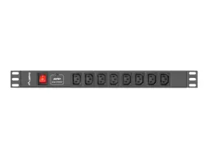 Lanberg PDU-08I-0200-C20-BK Unidad De Distribución De Energía 8 Salidas AC 1U Negra