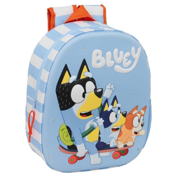 Safta Bluey Mochila 3D - Luces Led Integradas - Bolsillo Lateral - Hombreras Acolchadas - Asa Superior - 27X10X33Cm - Color Azul