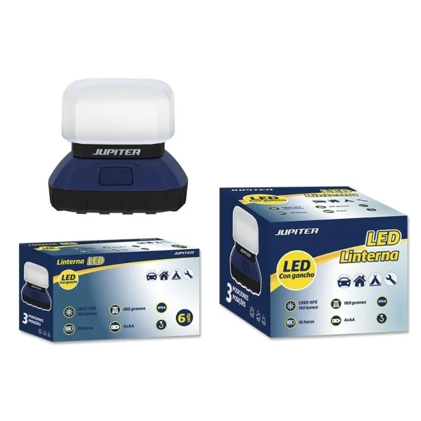 Jupiter Linterna Led Cree-Xpe 150Lm - 3 Intensidades - Resistencia Ipx4 - Funciona Con 4 Pilas Aa (No Incluidas) - Color Azul/Negro