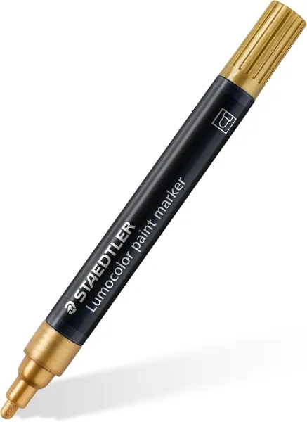 Staedtler Lumocolor 349 Marcador Acrilico Permanente - Trazo 2.4 Mm Aprox - Tinta Base De Agua - Color Oro