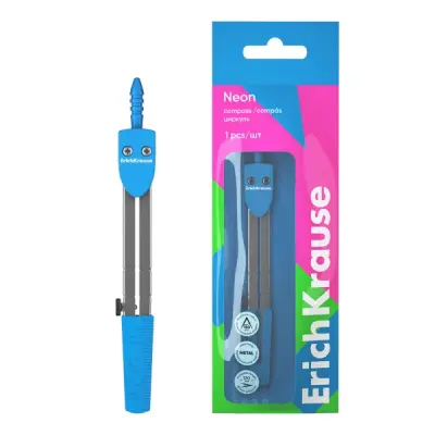 ErichKrause Compás Escolar Metálico 120mm Longitud Radio Máximo 180mm Color Azul