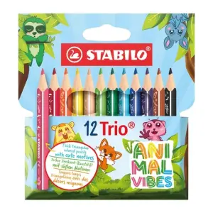 Stabilo Trio Animal Vibes Pack de 12 Lápices de Colores Triangulares 4.2mm