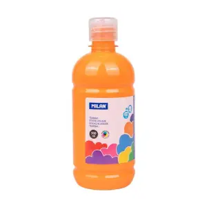 Milan Botella De Témpera 500ml Con Tapón Dosificador Color Naranja Secado Rápido