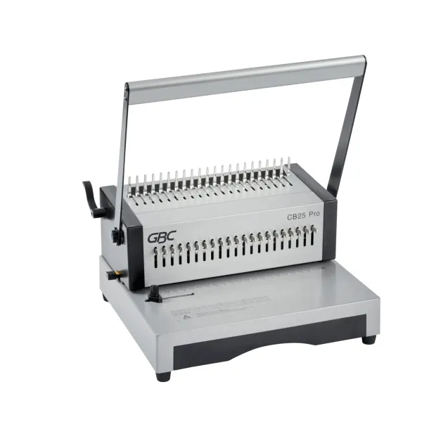 Gbc Combbind Cb25 Pro Encuadernadora Manual De Canutillo - Encuaderna Hasta 500 Hojas A4 - Puede Perforar Hasta 25 Hojas - Rapida Y Sencilla De Usar - Color Plata