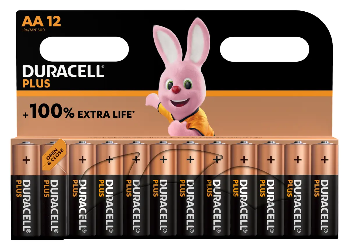 Duracell Pilas Alcalinas AA LR06 Plus Power 1.5V Blister 12 Unidades