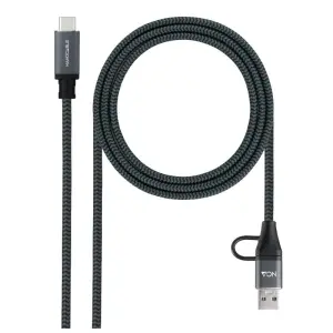 Nanocable Cable USB 3.2 Gen 2x2 5A/100W USB-C y USB-A a USB-C 1.5m Gris