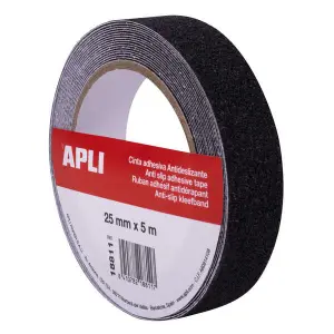 Apli Cinta Antideslizante 25mm x 5m - Resistente al Agua y al Desgaste