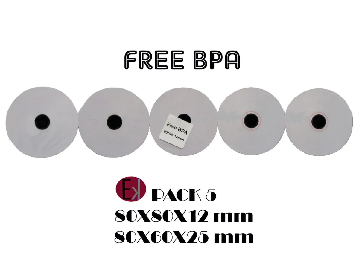 Ekrit Rollo Térmico Sin Bpa 80X60X12Mm 65Grs -5U-