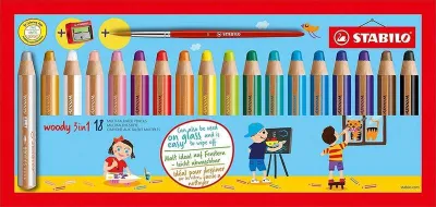 Stabilo Lápices De Colores Woody 3 En 1 Estuche 18 Unidades + Sacapuntas