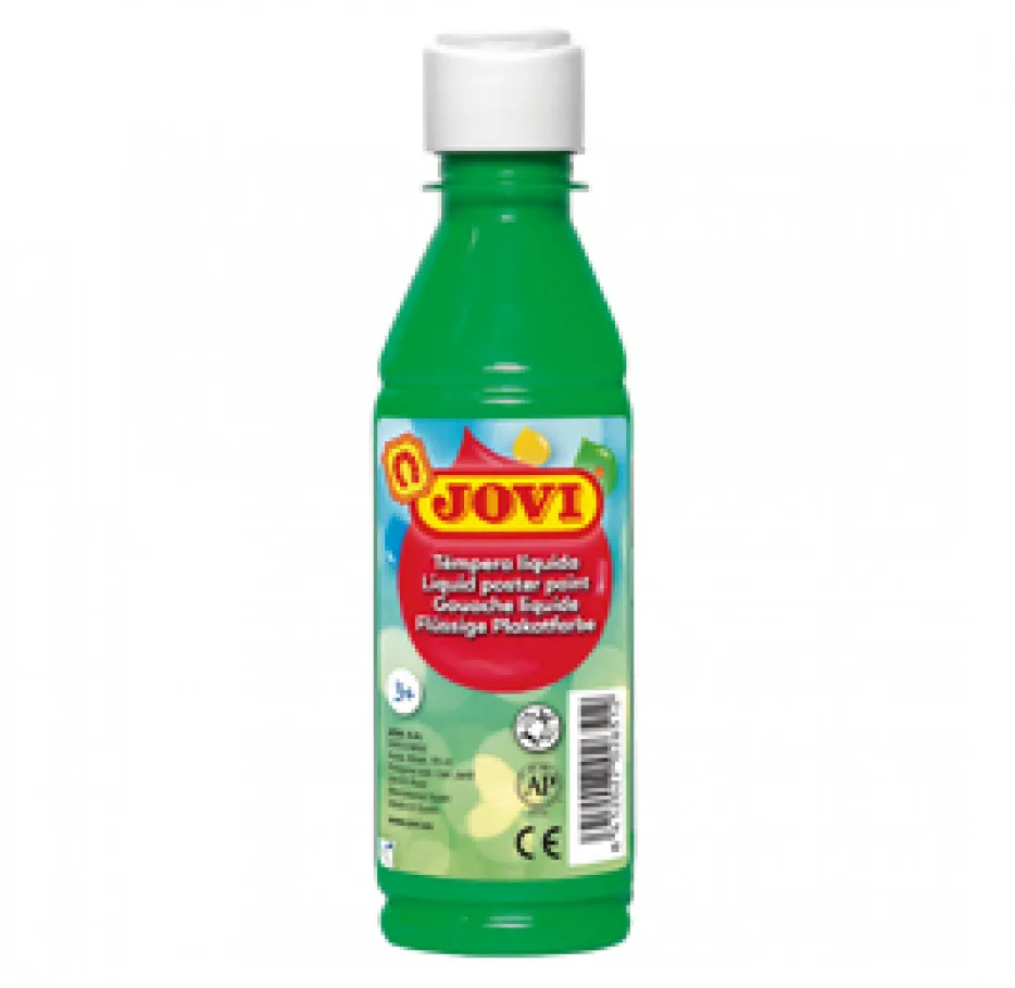 Jovi Tempera Paint 250ml Verde - Base Agua, Alto Poder Cubriente, Secado Rápido