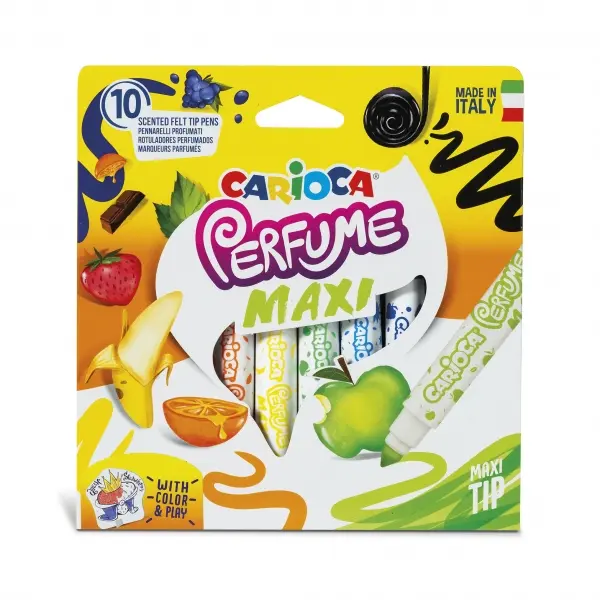 Carioca Maxi Pack de 10 Rotuladores Perfumados - Tinta Lavable y Aromas Naturales