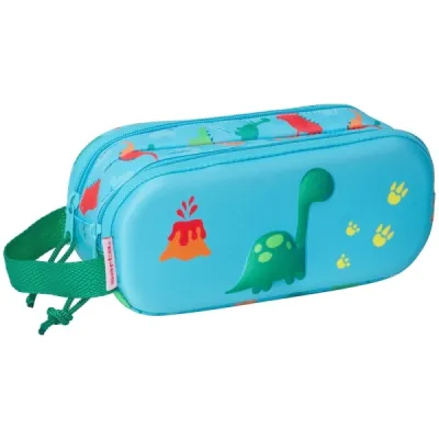 Safta Dino Portatodo - 2 Compartimentos Con Cremalleras - Asa Lateral - Color Azul