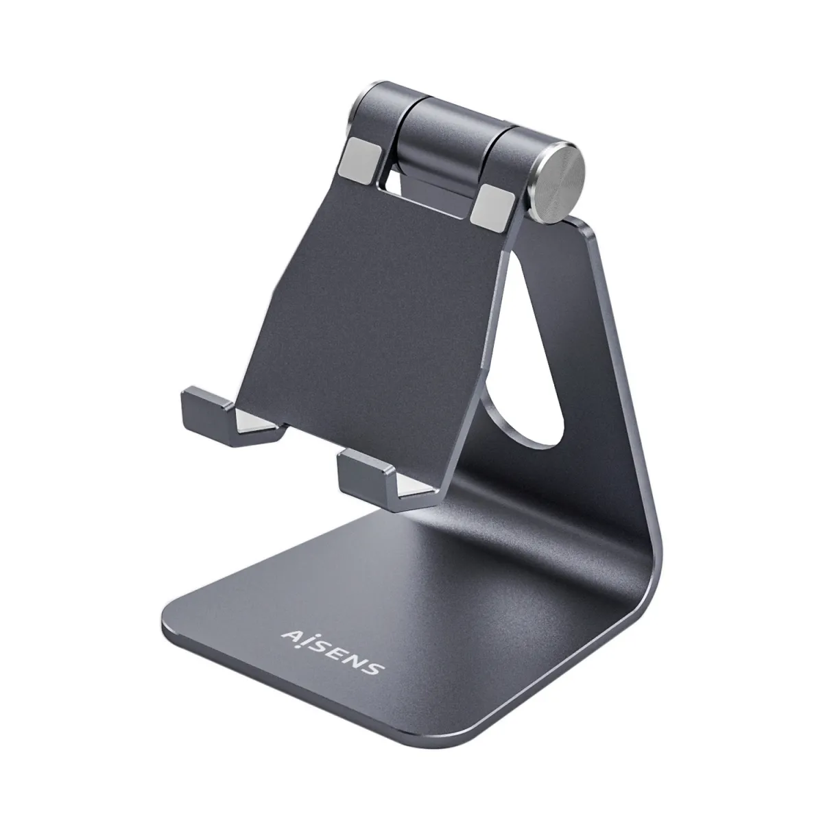 Aisens Soporte De Sobremesa Tamaño M Ajustable (1 Pivote) Para Movil / Tablet, Gris