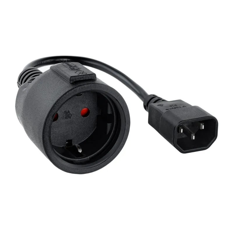 Nanocable Cable Adaptador C14 Macho a CEE7 Hembra 16A 0.25m Negro