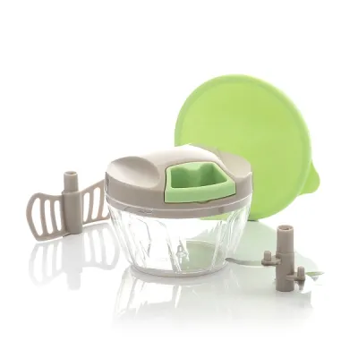 Innovagoods Spinop Mini Picadora Manual - Capacidad 400ml - Incluye Accesorios - Facil Limpieza - Compacto y Ligero - 2.5x9.5x12.5cm - Color Verde y Gris