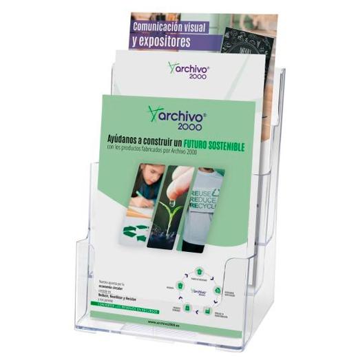 Archivo 2000 Portafolletos Sobremesa 3 Alturas Din A5 Vertical Poliestireno Ultra Transparente