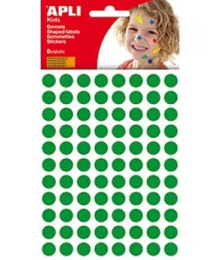 Apli Gomets Redondos 10,5mm Verde - Blister 6 Hojas