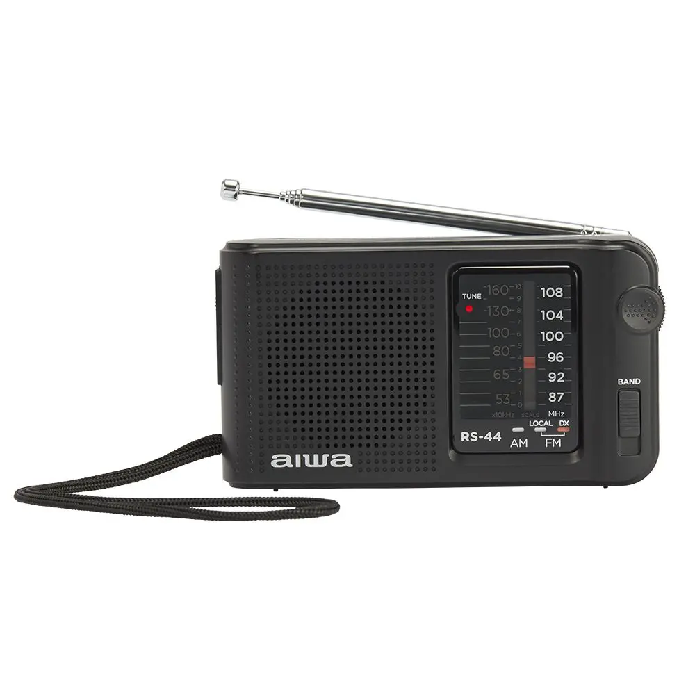 Aiwa RS-44 Radio Analógica Portátil AM/FM con Altavoz Integrado y Jack 3.5mm Negro Vintage