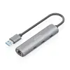 Aisens Adaptador de Red USB 3.0 a Ethernet Gigabit + Hub 3xUSB-C 15cm Gris