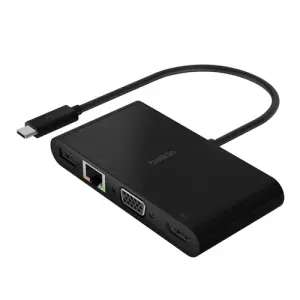 Belkin Docking USB-C AVC004BTBK con HDMI 4K, VGA, USB-A 3.0, RJ45 y USB-C PD 100W, Negro