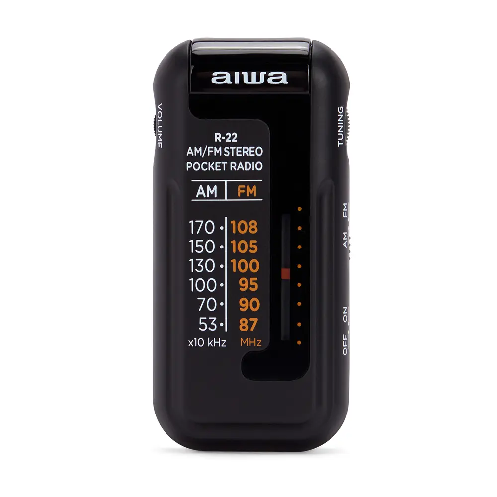 AIWA Radio Analógica Mini R-22BK AM/FM Hyperbass Color Negro