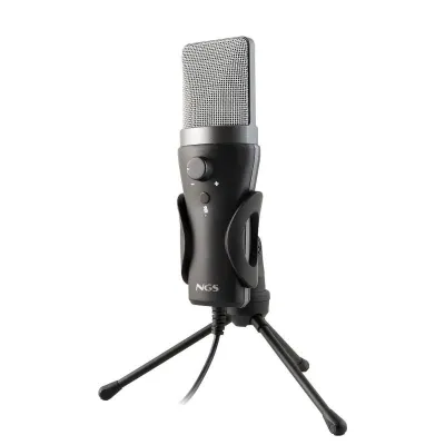 NGS MS120USB Micrófono USB para Streaming, Grabación Cardioide, Compatible con PS4, PS5 y PC, Color Negro