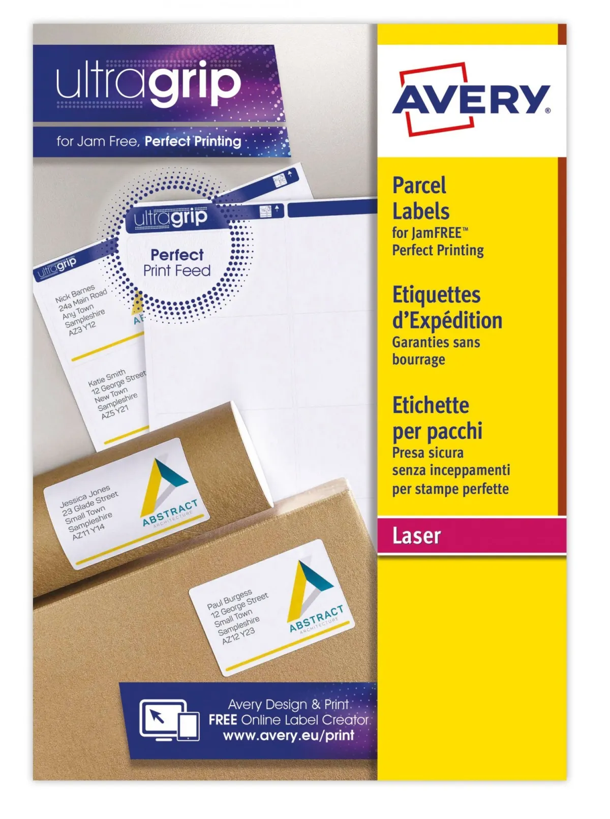 AVERY ETIQUETAS ADHESIVAS PARA ENVÍOS 199,6X143,5MM LÁSER 2 X 15H 100% RECICLADO BLANCO