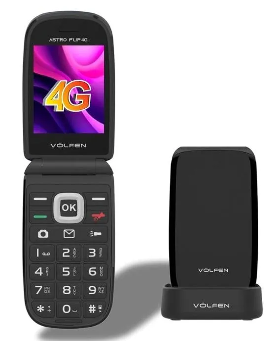 Volfen Telefono Movil Astro Flip 4G Pantalla Xxl Tipo Choncha Negro