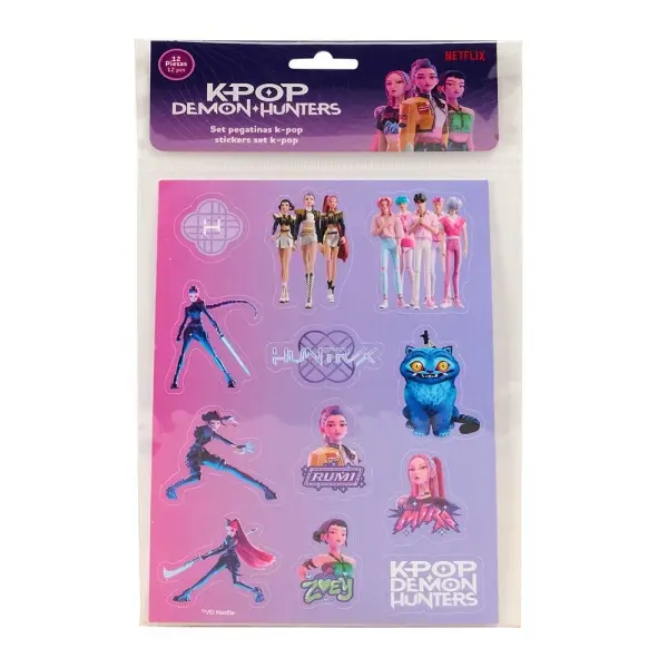 Safta K-Pop Demon Hunters Pack de 12 Pegatinas en Blister - 10.5x14.8cm