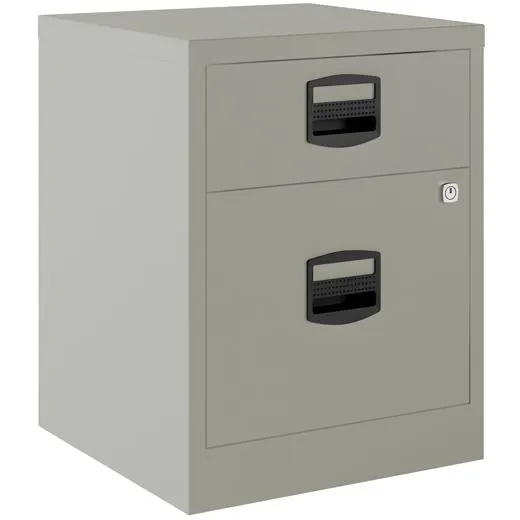 Bisley Cajoneras Metalicas 1 Cajón Personal + 1 Cajón Archivo A4 Móvil Fondo 40Cm Gris ( Montado)