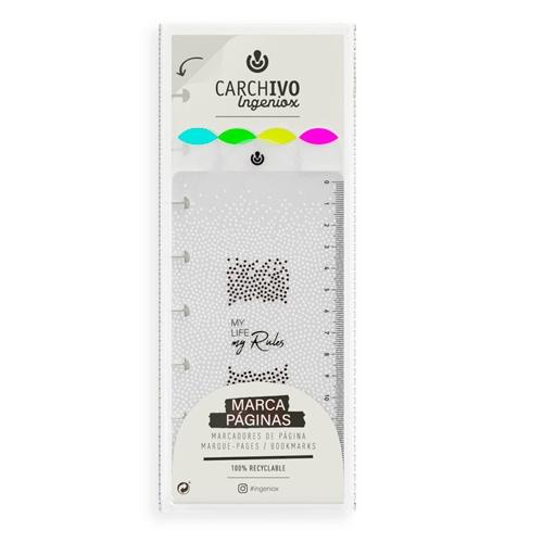 Carchivo Marcapáginas Ingeniox Extraíbles 4 Posiciones Polipropileno Neon