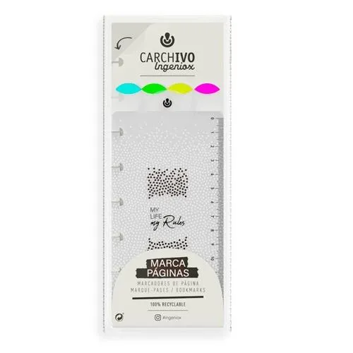 Carchivo Marcapáginas Ingeniox Extraíbles 4 Posiciones Polipropileno Neon