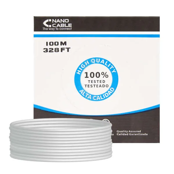 Nanocable Bobina De Cable De Red Rigido Rj45 Cat.6 Utp Awg24 100M - Color Gris