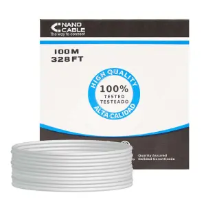 Nanocable Bobina de Cable de Red Rigido RJ45 Cat.6 UTP AWG24 100m - Color Gris