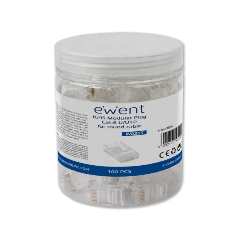 Ewent Conector Modular Cat 6 U/Utp, 100Pcs