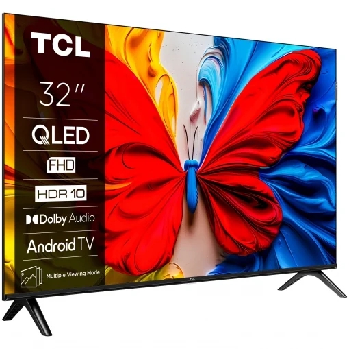 Tcl 32S5K Televisor Smart Tv 32" Qled Fullhd Hdr 10 Android Tv - Wifi, Hdmi, Bluetooth 5.0 - Vesa 100X100Mm - Color Negro