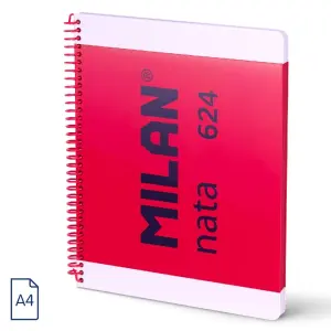 Milan Nata 624 Cuaderno Espiral A4 Pautado 7mm - 80 Hojas 95gr/m2 - Rosa