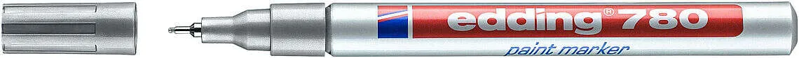 Edding 780 Rotulador Permanente De Tinta Opaca - Punta Redonda - Trazo 0.8Mm - Puntas De Recambio Disponibles - Secado Rapido - Color Plata