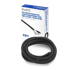 Ewent Manguito Organizador de Cable Polyester 3m 13mm Color Negro Auto Cierre
