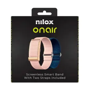 Nilox Pulsera Inteligente Bluetooth Sin Pantalla, Incluye Pulseras Rosa y Azul