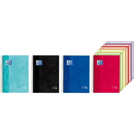 Oxford Cuaderno Europeanbook 5 Classic + 5 Bolsas  A4+ 150H 5X5 Write&Erase Tapa Extradura Colores Surtidos