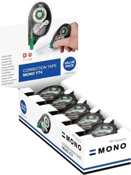 Tombow Mono YT Cinta Correctora 4,2mm x 10m - Caja de 20 Unidades