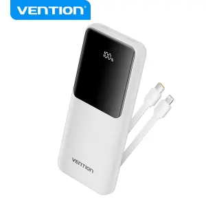 Vention Power Bank 10.000mAh, USB, Carga Rápida, Salida Total 3A, Color Blanco