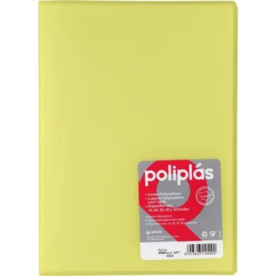 Grafoplás Carpeta Semirrígida Translúcida Amarillo Soft con 10 Fundas PP Soldadas