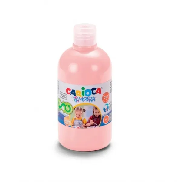 Carioca Botella de Témpera 500ml Rosa Claro - Colores Superlavables y Alta Opacidad