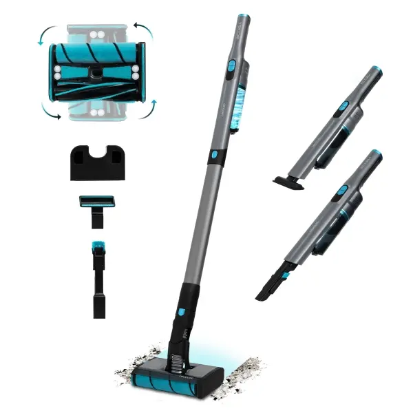 Cecotec Scoba 2100 Twice Aspiradora Vertical 2 en 1 - 210W - 20KPa - Ultraligera - Hasta 45 Min de Autonomía - Accesorios Multifunción - Modos Eco y Turbo - Gris y Negro
