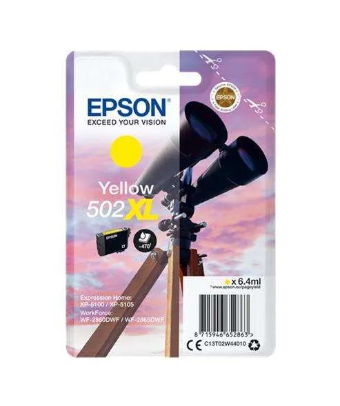 Epson Tinta Amarillo 502XL para XP-5100, 5105 y WF-2860DWF, 2865DWF