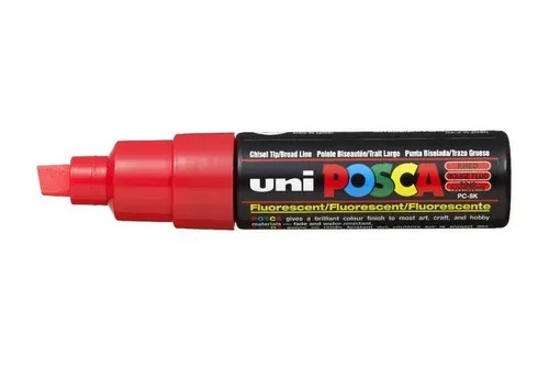 Posca Marcador PC-8K No Permanente Punta Biselada 8.0mm Rojo Flúor