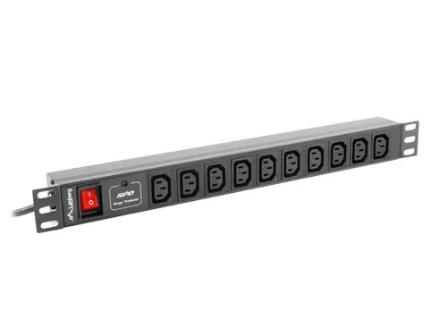 Lanberg PDU-10I-0200-IEC-BK Unidad De Distribución De Energía 10 Salidas AC 1U Negra