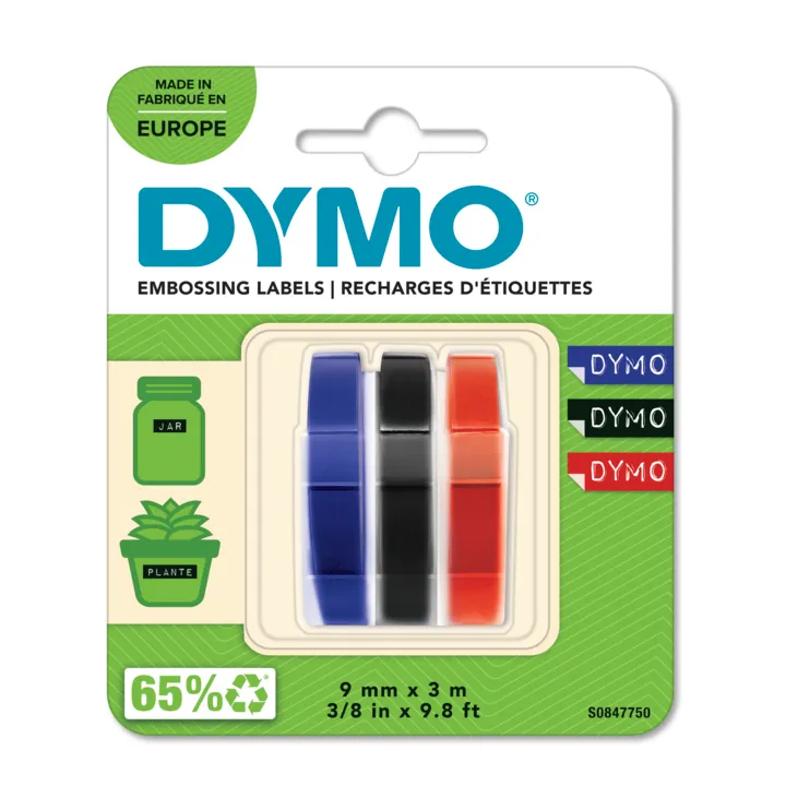 DYMO CINTA TRADICIONAL 84774 - AZUL - 9MMX3M - BLISTER 3 UNIDADES